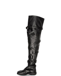 schwarze Overknee Stiefel aus Leder von Maison Margiela