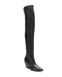 schwarze Overknee Stiefel aus Leder von Casadei