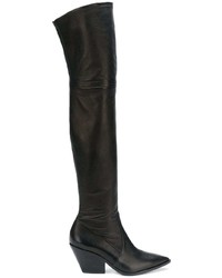 schwarze Overknee Stiefel aus Leder von Casadei