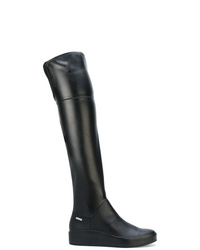 schwarze Overknee Stiefel aus Leder von Calvin Klein
