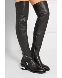 schwarze Overknee Stiefel aus Leder von Nicholas Kirkwood