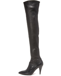 schwarze Overknee Stiefel aus Leder von Alice + Olivia