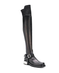 schwarze Overknee Stiefel aus Leder von Ermanno Scervino
