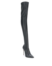 schwarze Overknee Stiefel aus Leder von Le Silla