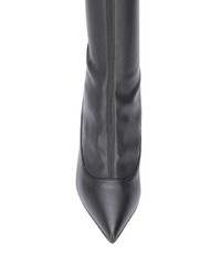 schwarze Overknee Stiefel aus Leder von Le Silla