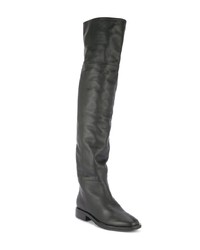 schwarze Overknee Stiefel aus Leder von Senso