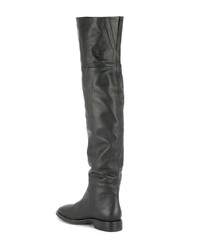 schwarze Overknee Stiefel aus Leder von Senso