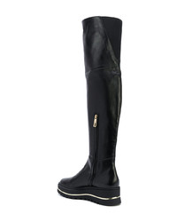 schwarze Overknee Stiefel aus Leder von Baldinini