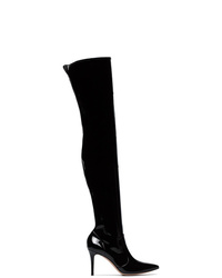 schwarze Overknee Stiefel aus Leder von Gianvito Rossi