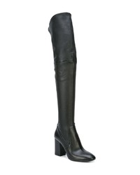 schwarze Overknee Stiefel aus Leder von Coach