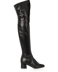 schwarze Overknee Stiefel aus Leder von Gucci