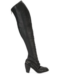 schwarze Overknee Stiefel aus Leder von Guidi