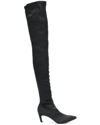 schwarze Overknee Stiefel aus Leder von Marc Ellis