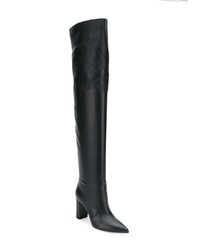 schwarze Overknee Stiefel aus Leder von Gianvito Rossi