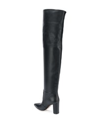 schwarze Overknee Stiefel aus Leder von Gianvito Rossi