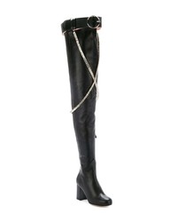schwarze Overknee Stiefel aus Leder von Olgana