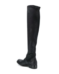 schwarze Overknee Stiefel aus Leder von Strategia