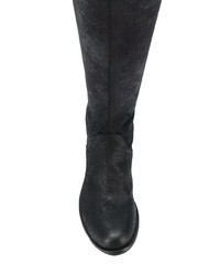 schwarze Overknee Stiefel aus Leder von Strategia