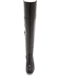 schwarze Overknee Stiefel aus Leder von Frye