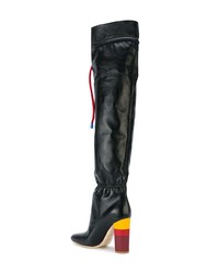 schwarze Overknee Stiefel aus Leder von Malone Souliers