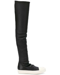 schwarze Overknee Stiefel aus Leder von Rick Owens