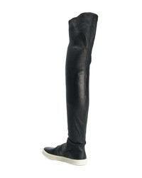 schwarze Overknee Stiefel aus Leder von Rick Owens