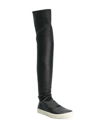 schwarze Overknee Stiefel aus Leder von Rick Owens