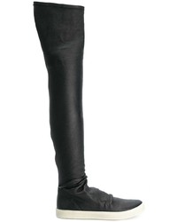 schwarze Overknee Stiefel aus Leder von Rick Owens