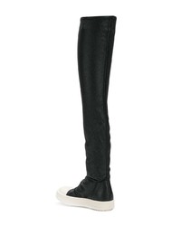 schwarze Overknee Stiefel aus Leder von Rick Owens