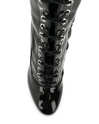 schwarze Overknee Stiefel aus Leder von Moschino