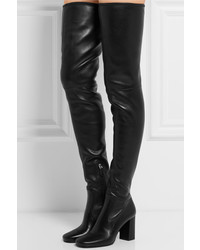 schwarze Overknee Stiefel aus Leder von Prada