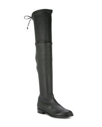 schwarze Overknee Stiefel aus Leder von Stuart Weitzman