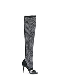 schwarze Overknee Stiefel aus Leder von Marc Ellis