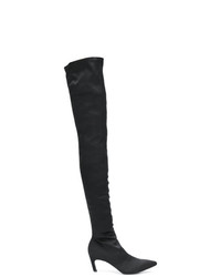 schwarze Overknee Stiefel aus Leder von Marc Ellis