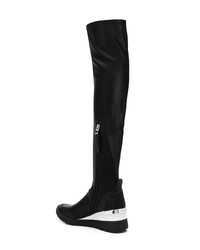 schwarze Overknee Stiefel aus Leder von MICHAEL Michael Kors