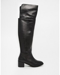 schwarze Overknee Stiefel aus Leder von Oasis