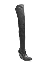 schwarze Overknee Stiefel aus Leder von Unravel Project