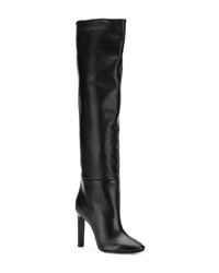 schwarze Overknee Stiefel aus Leder von Saint Laurent