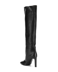 schwarze Overknee Stiefel aus Leder von Saint Laurent