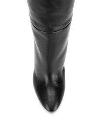 schwarze Overknee Stiefel aus Leder von Saint Laurent