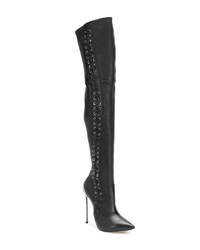 schwarze Overknee Stiefel aus Leder von Casadei