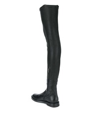 schwarze Overknee Stiefel aus Leder von Ann Demeulemeester