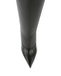 schwarze Overknee Stiefel aus Leder von Balmain