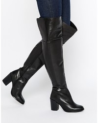 schwarze Overknee Stiefel aus Leder