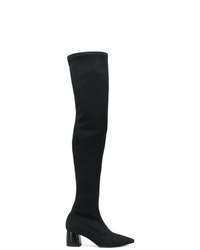 schwarze Overknee Stiefel aus Leder von Pollini