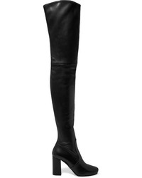 schwarze Overknee Stiefel aus Leder von Prada
