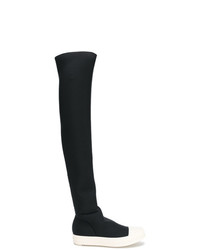 schwarze Overknee Stiefel aus Leder von Rick Owens DRKSHDW