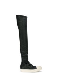 schwarze Overknee Stiefel aus Leder von Rick Owens