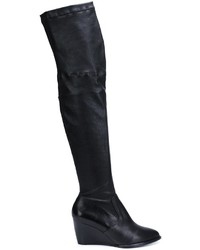 schwarze Overknee Stiefel aus Leder von Robert Clergerie