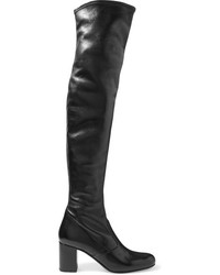 schwarze Overknee Stiefel aus Leder von Saint Laurent